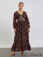 Eclectic Flower Pattern Puff Sleeve Swing Flower Dress