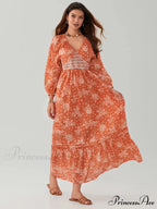 Eclectic Flower Pattern Puff Sleeve Swing Flower Dress