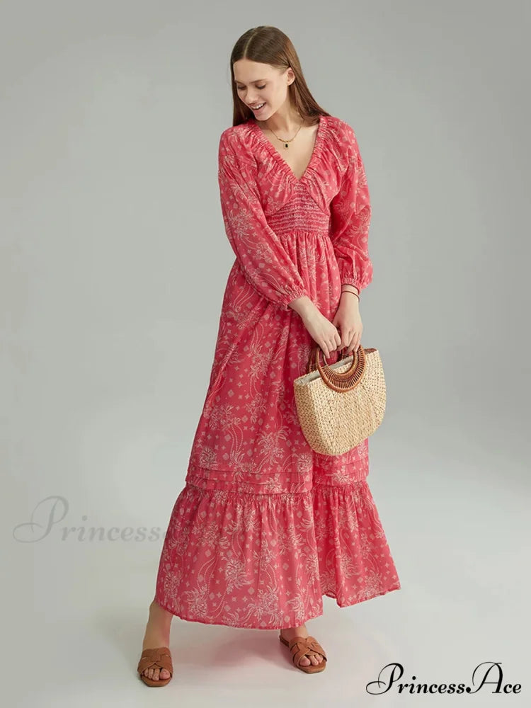 Eclectic Flower Pattern Puff Sleeve Swing Flower Dress