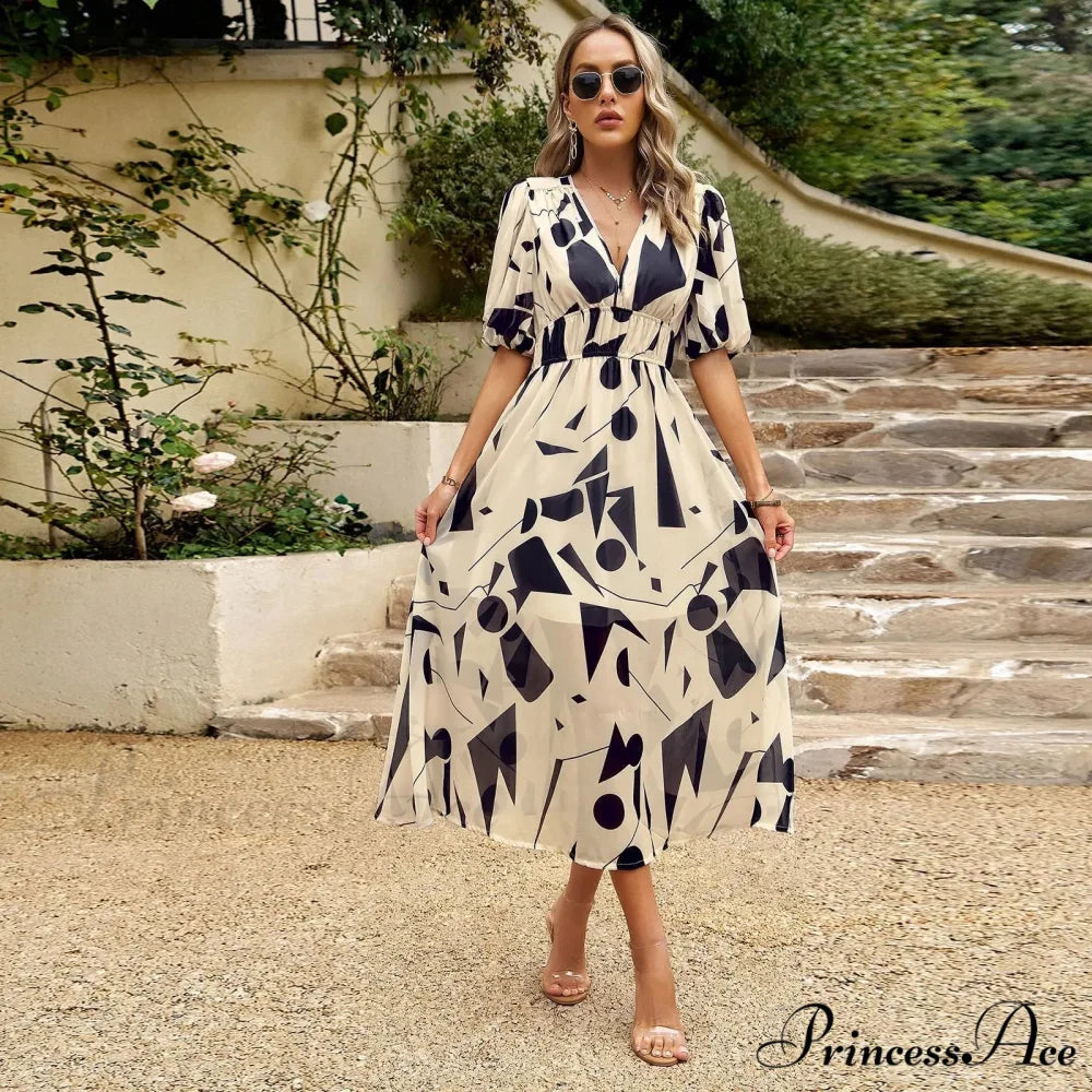 Eclectic Flowery A-line Midi Floral Dress