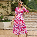Eclectic Flowery A-line Midi Floral Dress