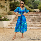 Eclectic Flowery A-line Midi Floral Dress