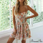 Eclectic Flowery Spaghetti Strap Informal Floral Dress
