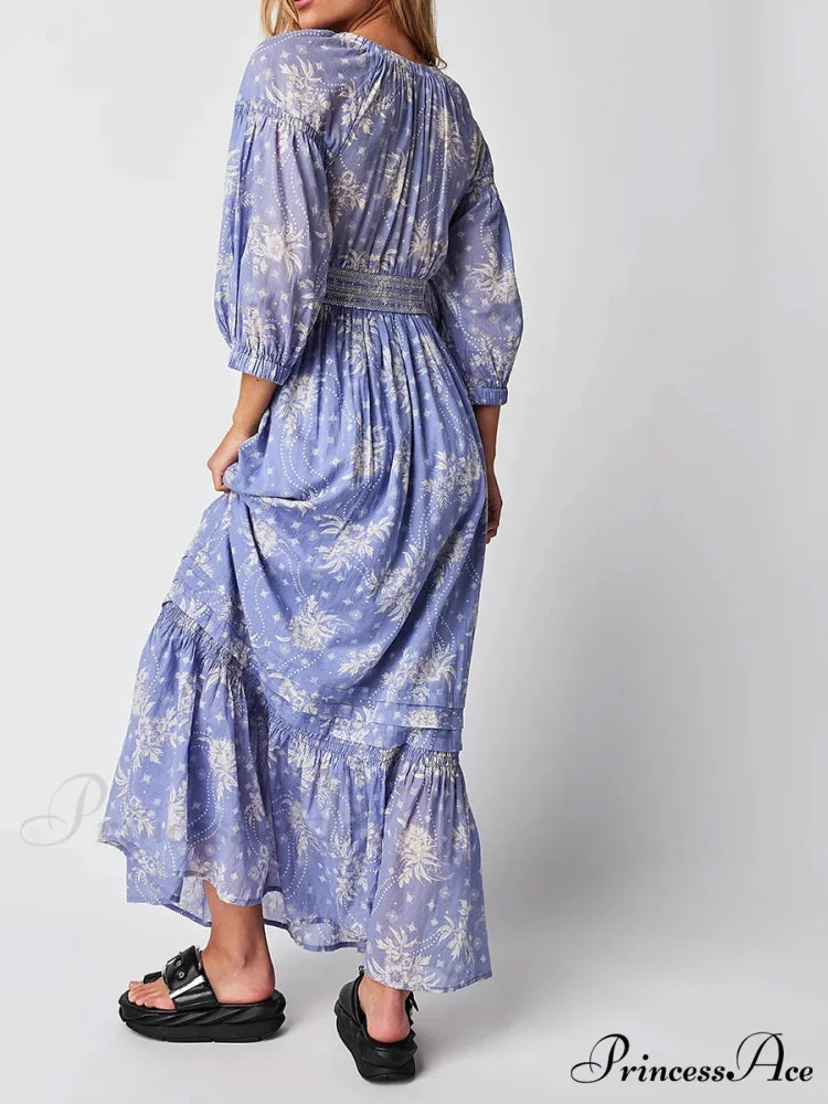 Eclectic Gathered Waist Flower Dress