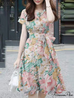 Eclectic Knee-length Flower Print Sundress