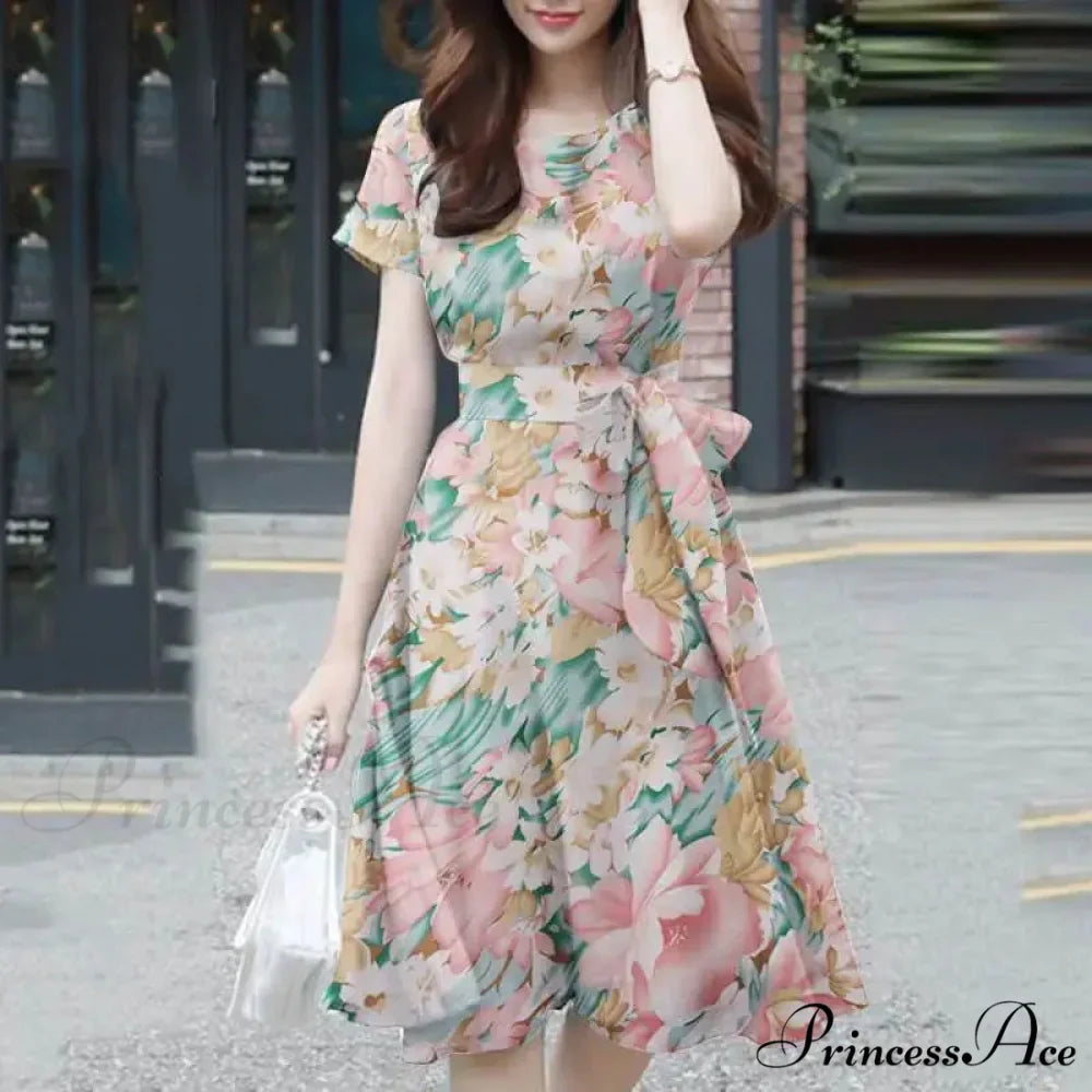 Eclectic Knee-length Flower Print Sundress
