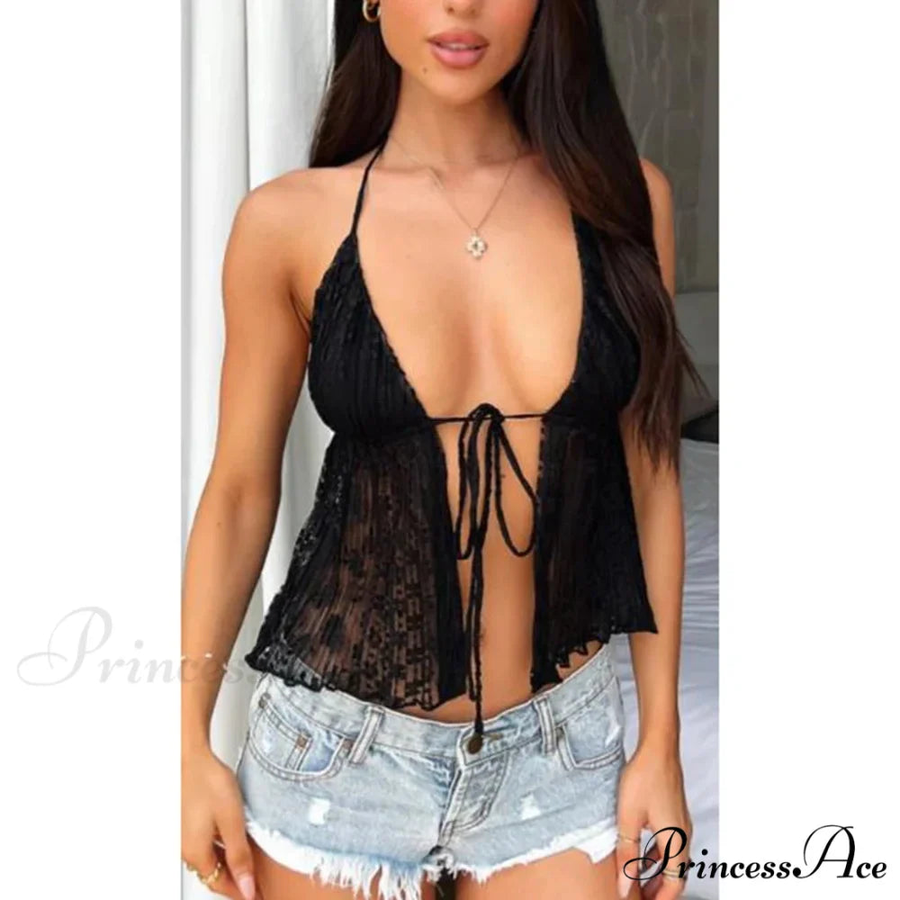 Eclectic Lace Fasten-Up Crop Top