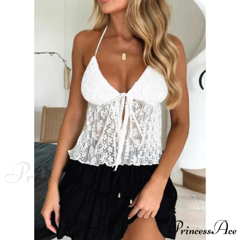 Eclectic Lace Fasten-Up Crop Top