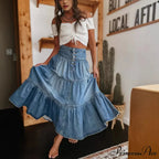 Eclectic Layered Jeans Maxi Skirt