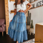 Eclectic Layered Jeans Maxi Skirt