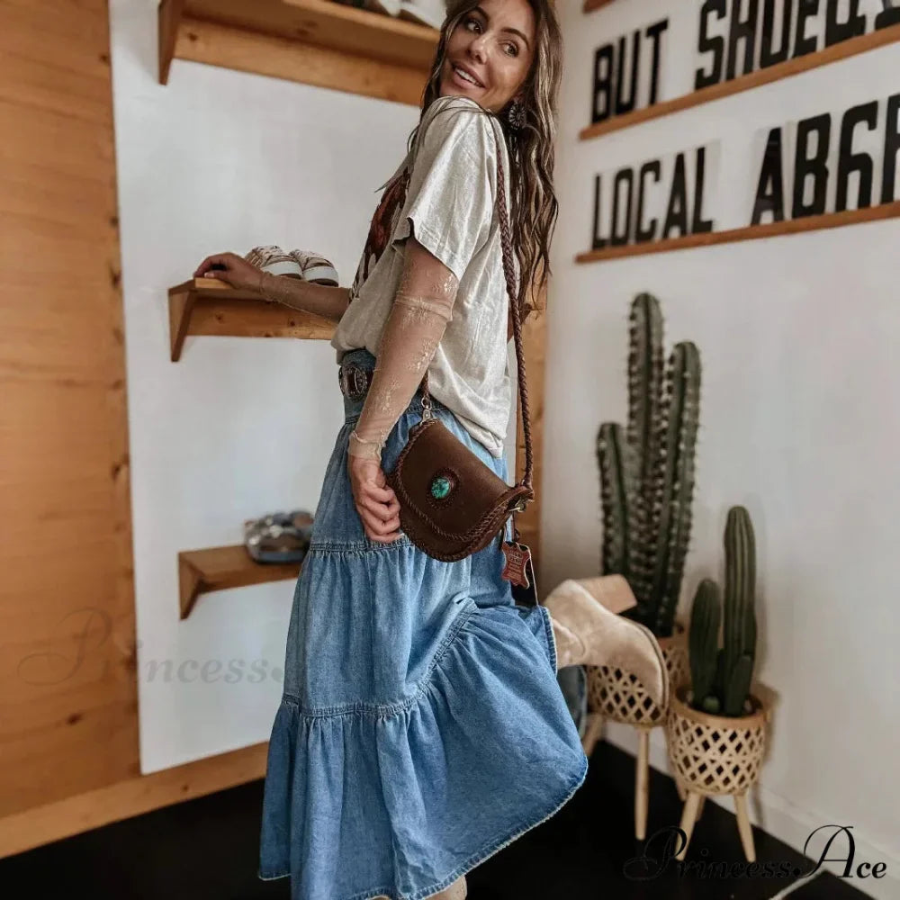 Eclectic Layered Jeans Maxi Skirt