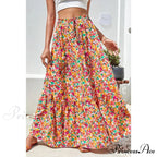 Eclectic Long Skirts Elevated Waist Vibrant Printed Relaxed A-line