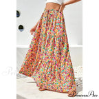 Eclectic Long Skirts Elevated Waist Vibrant Printed Relaxed A-line