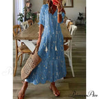 Eclectic Retro Flowery Plunging Neckline Summer Beach Dress