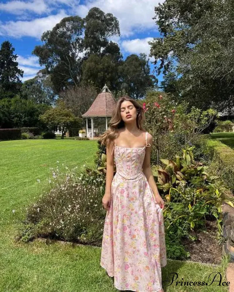 Eclectic Rose Floral Pattern Cotton Bandeau Dress