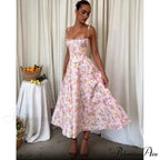 Eclectic Rose Floral Pattern Cotton Bandeau Dress