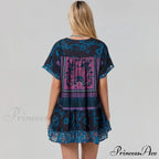 Eclectic Seaside Botanical Pattern Airy Dress with Pockets