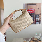 Eclectic Straw Crossbody Bucket Beach Purse
