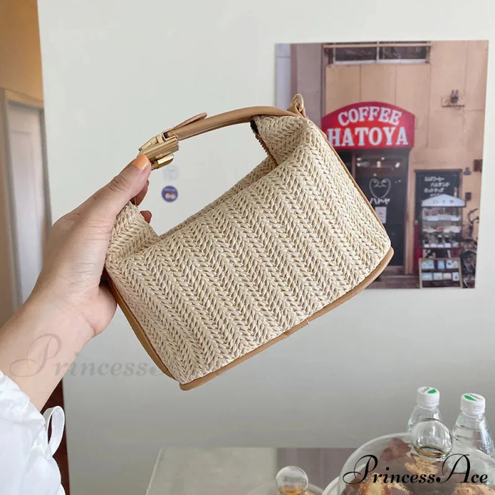 Eclectic Straw Crossbody Bucket Beach Purse