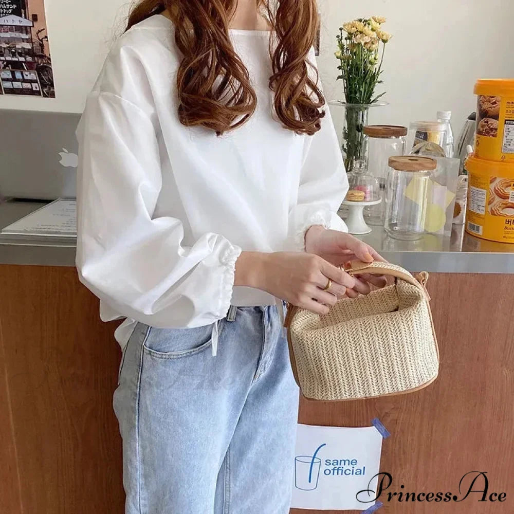 Eclectic Straw Crossbody Bucket Beach Purse