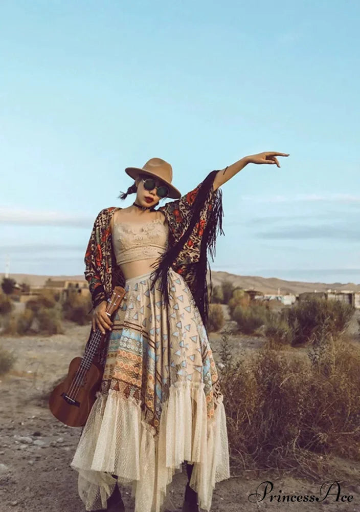 Eclectic Vibrant Stitching Frills Uneven Skirt