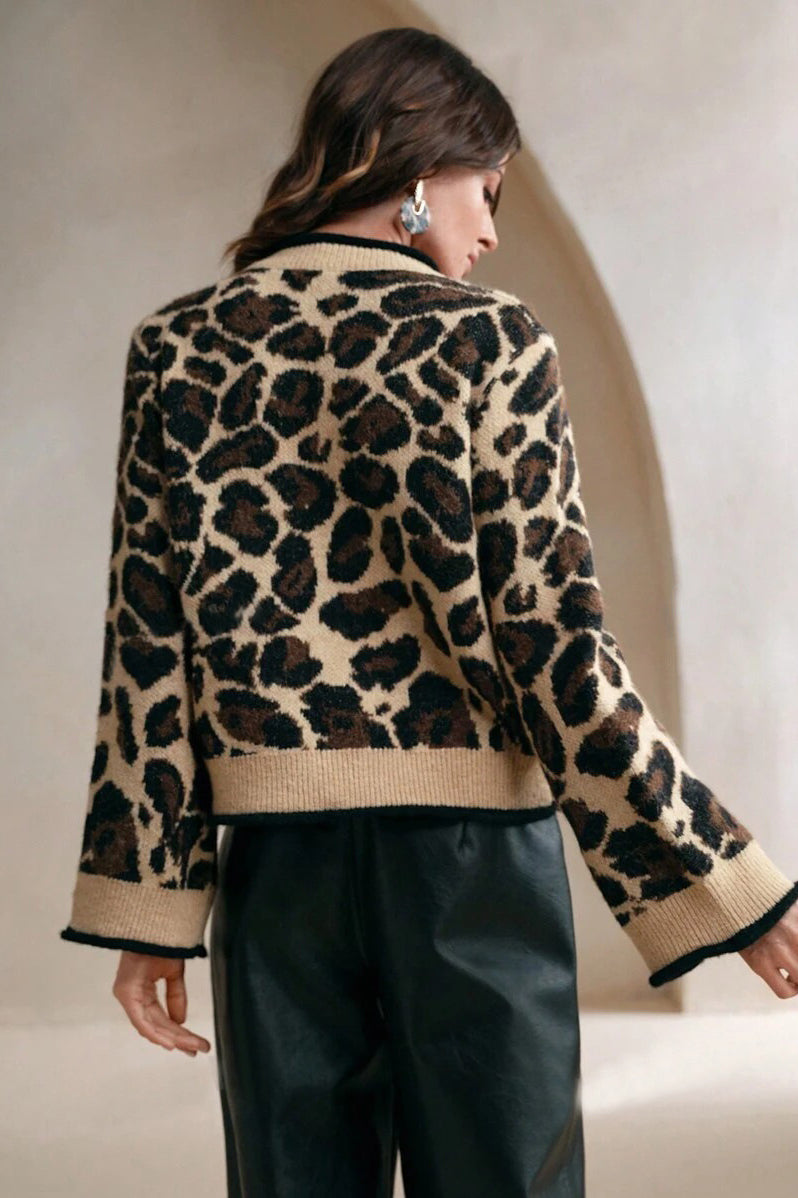 Slouchy Leopard Knitwear Cardigan