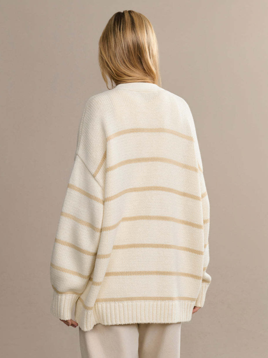 Striped Loose Knit Cardigan