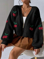 Embroidered Open Front Cardigan