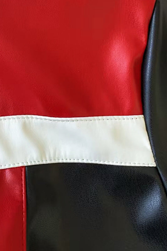 Colorblock Biker Crop Coat