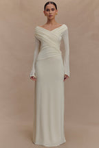 V-Neck Ruched Maxi Boho Dress