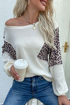 Loose Fit Leopard Panel Sweater