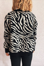 Colorblock Zebra Knit Cardigan