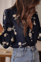 Long Sleeve Printed Lantern Sleeve Blouse