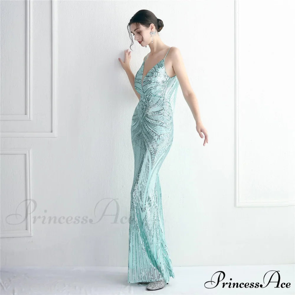 Edlyn Sequin Laceup Charming Mermaid Formal Dress