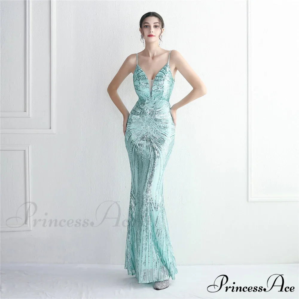 Edlyn Sequin Laceup Charming Mermaid Formal Dress