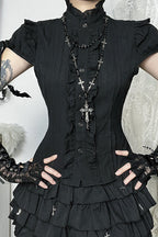 Ruffled Stand Collar Subculture Blouse
