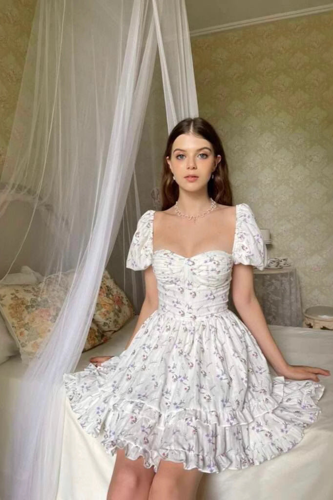 Floral Ruched Waist Mini Dress