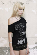Backless Y2K Letter Print T-Shirt