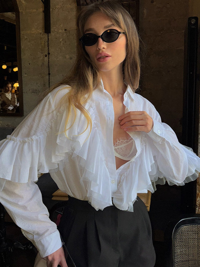 Layered Ruffled Long Sleeve Blouse