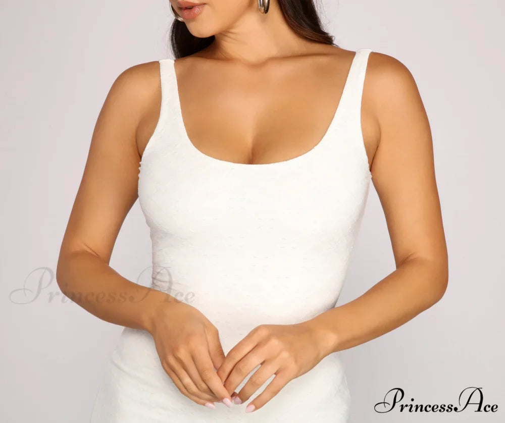 Effortless And Chic Charming Eyelet Mini Dress