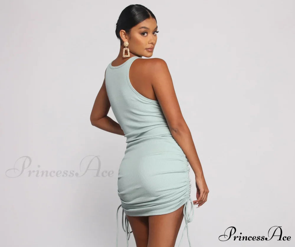 Effortless Everyday Ruched Charming Knit Mini Dress