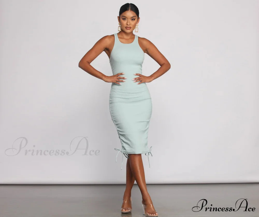 Effortless Everyday Ruched Charming Knit Mini Dress