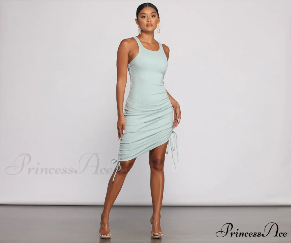 Effortless Everyday Ruched Charming Knit Mini Dress