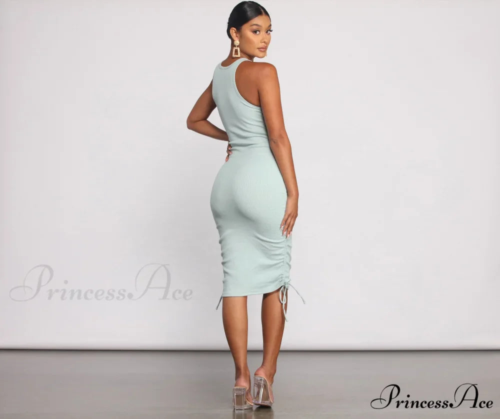 Effortless Everyday Ruched Charming Knit Mini Dress