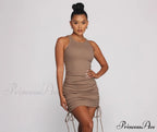 Effortless Everyday Ruched Charming Knit Mini Dress