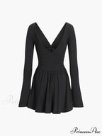 Effortless Plunge Graceful Skater Short Dress