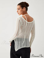 Effortless See Through Trendy Open Knit Top