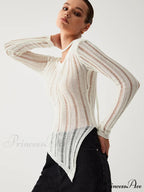 Effortless See Through Trendy Open Knit Top