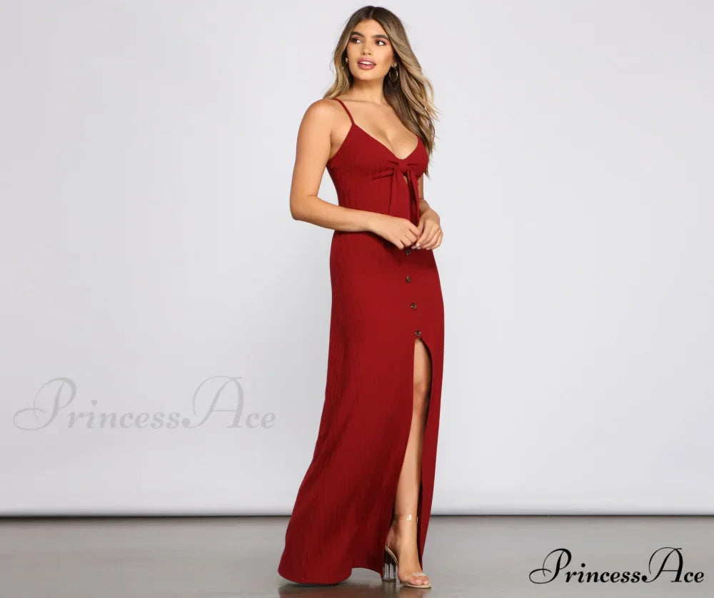 Effortless Style Stylish Tie-Front Maxi Dress