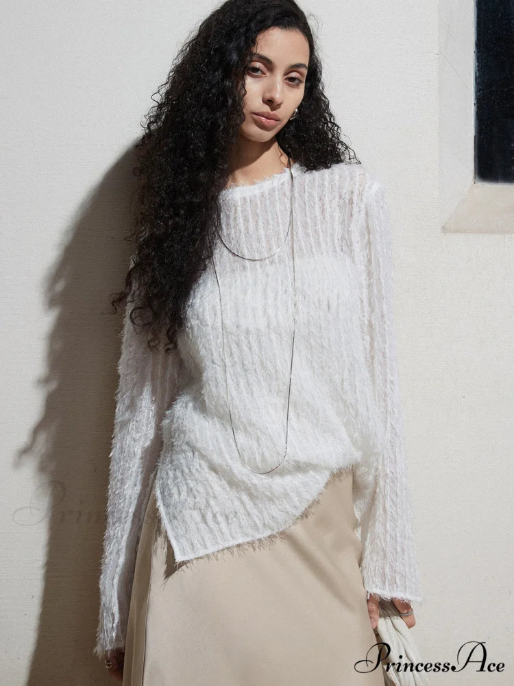 Effortlessly Split Graceful Long Sleeve Blouse